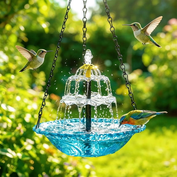 Ywuzuh Bird Feeders for Outdoors Solar Powered Cascading Water Fountain Bird Feeder with Flowing Water Perfect for Backyard Decor, Patio Decoration, Garden Parties and Outdoor Relaxation