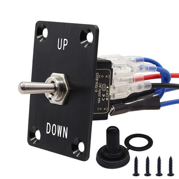 Rocker Toggle Switches Momentary 6 Pin 3 Position (ON)-Off-(ON)UP/Down Polarity Reverse Switch with Panel,Wires and Cap
