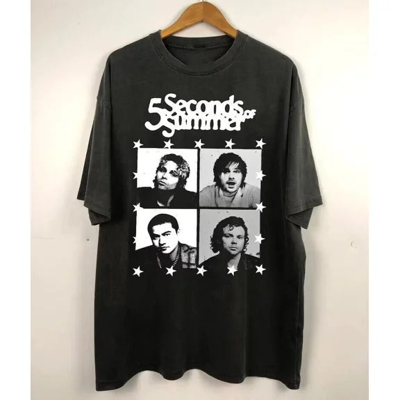 RARE Vtg 5 Seconds Of Summer Band Cotton Black All Size For Men Shirt DI273