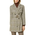 thumbnail image 1 of INSPIRE CHIC Women's Raglan Sleeve Belted Plaids Trench Coat, 1 of 7