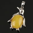 thumbnail image 1 of Collier Pendentif Pingouin Femme Pierre Naturelle Œil de Tigre Mignon Animal Homme, 1 of 6