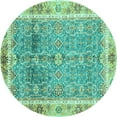 thumbnail image 1 of Ahgly Company Machine Washable Indoor Round Oriental Turquoise Blue Traditional Area Rugs, 5' Round, 1 of 4