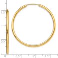 thumbnail image 2 of 10k Solid Yellow Gold Polished Round Endless 2mm Hoop Earrings 38x38mm Wide 2mm Thick Hoop Earring for Women, 2 of 2