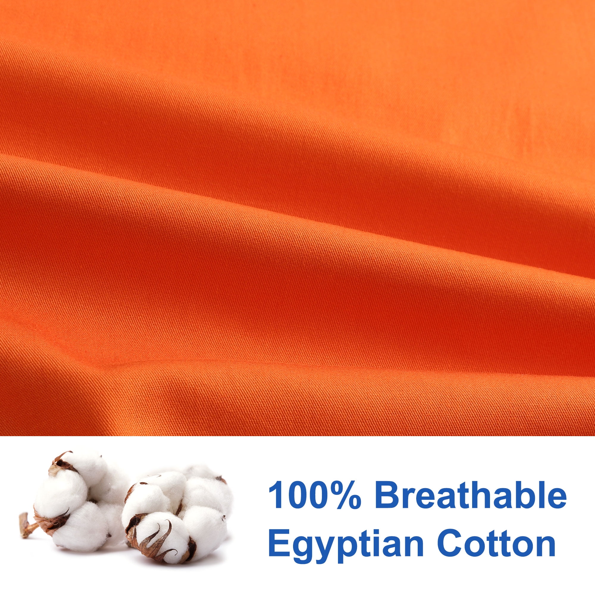 Unique Bargains Pillowcases 2-Piece Egyptian Cotton Pillow Cover orange Standard