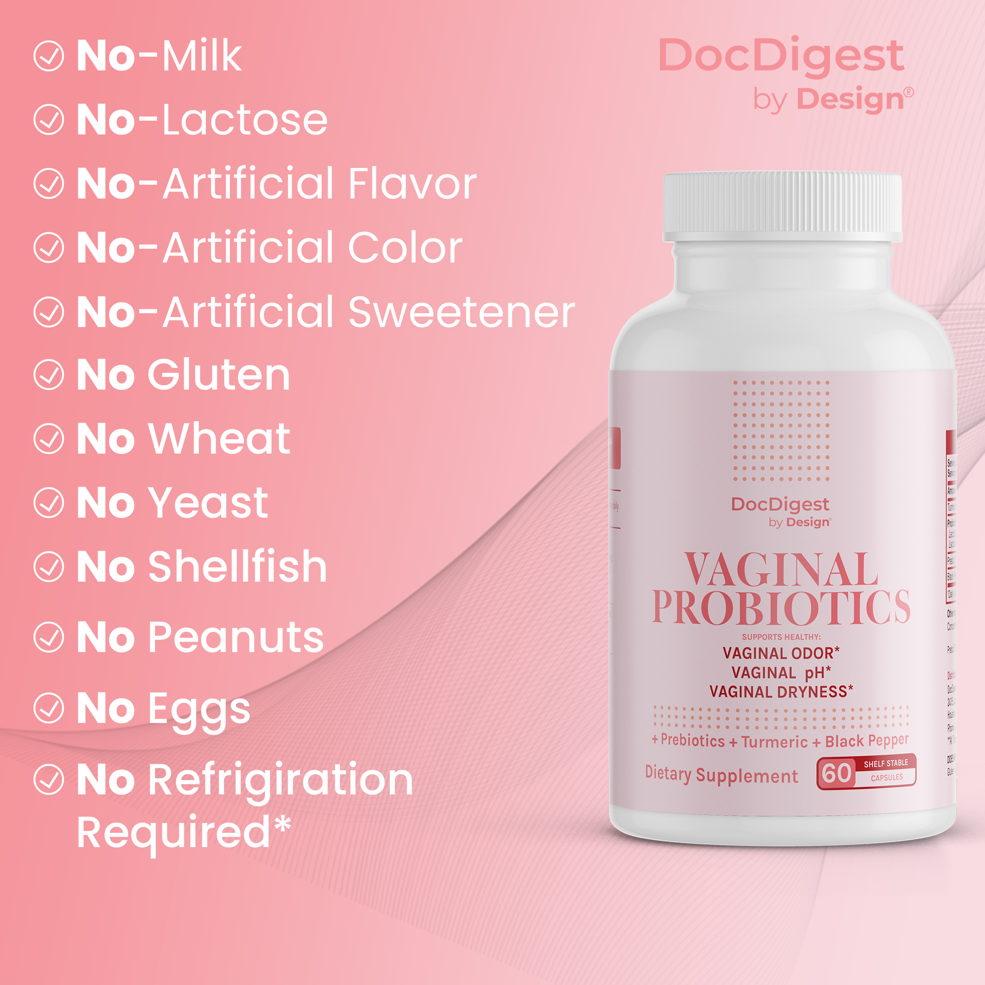 Vaginal Probiotics-Vaginal Odor & Dryness Treatment Probiotic- Women once Daily Capsules- DocDigest by Design