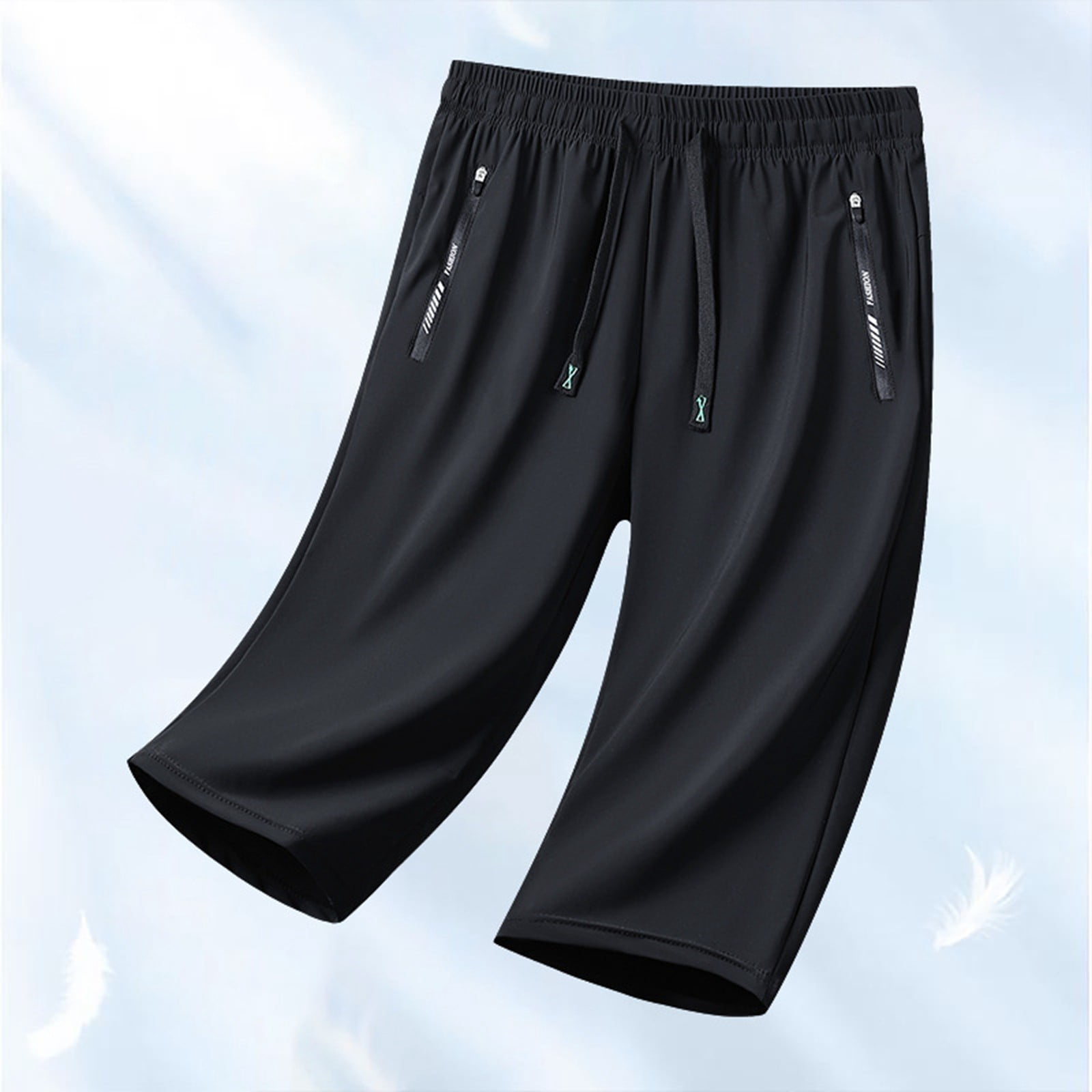 Men's Ice Silk 3/4 Pants - Lightweight Loose Fit for Summer