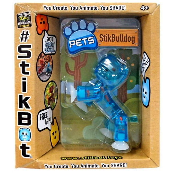 Stikbot Pets Series 1 StikBulldog Figure (Blue)