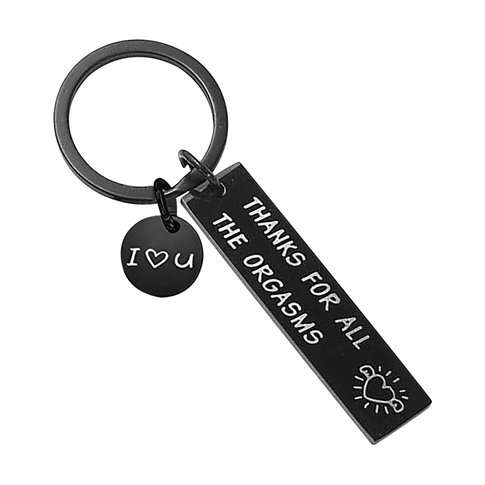 Fridja Couple Keychain Letter Stainless Steel Black Keychain Gift