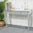 thumbnail image 4 of Hassch 3-Drawers Mirrored Computer Desk Dressing Table, Silver, 4 of 8