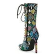 thumbnail image 3 of Women Pointed Toe Lace Up Mid Calf Heel Boot 19556, 3 of 6