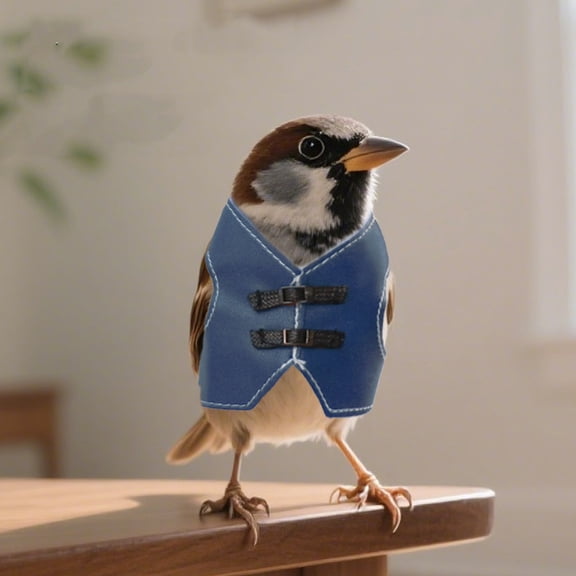 Pet Bird Clothes, Adjustable Vintage Leather Vest Harness for Parrots Cockatiels, Cute CLothes for Parties Photoshoots, Outdoor Walking Flight Suit Pet Supplies Blue Size:L