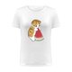 thumbnail image 4 of Camiseta blanca informal con cuello redondo y manga corta con estampado de gato bonito para mujer Pompotops hkajfhjk459174, 4 of 5
