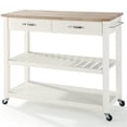 thumbnail image 1 of Crosley 2 Drawer Natural Wood Top Kitchen Cart in White, 1 of 9
