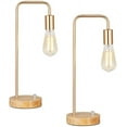 thumbnail image 1 of 2 Sets Stylish Wooden Table Lamp with Gold Frame Simple Nightstand Task Lamps, 1 of 2