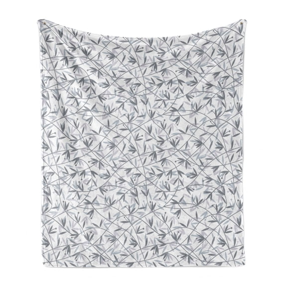 Botanical Soft Flannel Fleece Throw Blanket, Repetitive Twigs Berries Branches Pattern on Plain Backdrop, Cozy Plush for Indoor and Outdoor Use, 50" x 60", White Pastel Purple, by Ambesonne