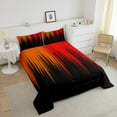 thumbnail image 3 of Orange Red Black Comforter Set Full Abstract Gradient Stripes Bedding Set ,Vintage Ombre Striped Lines Geometric Down Comforter,Stripe Modern Style Quilt Simple Room Decor, 3 of 6