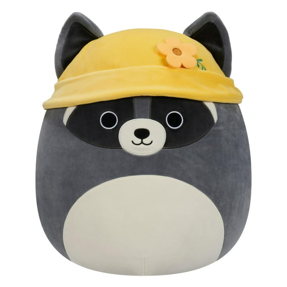 Mapache de peluche Squishmallows Original Rocky Grey de 35 cm con sombrero