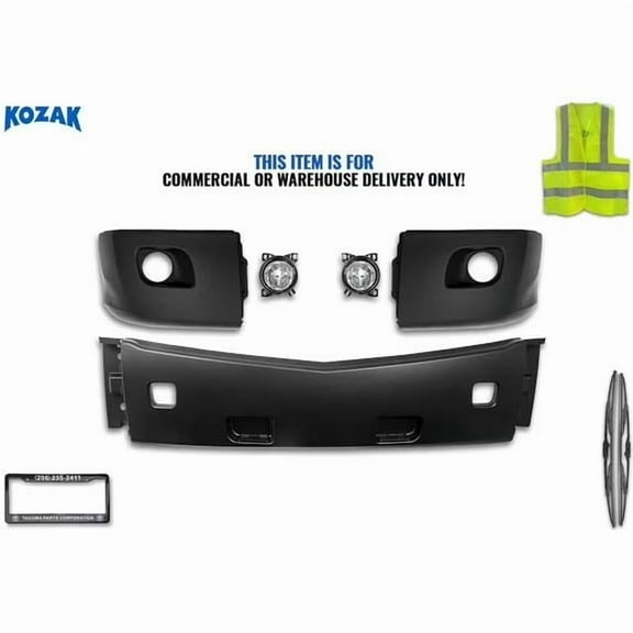 Black Plastic Bumper Set with Fog Light Hole Compatible with 579 Semi Truck (Kozak Aftermarket)