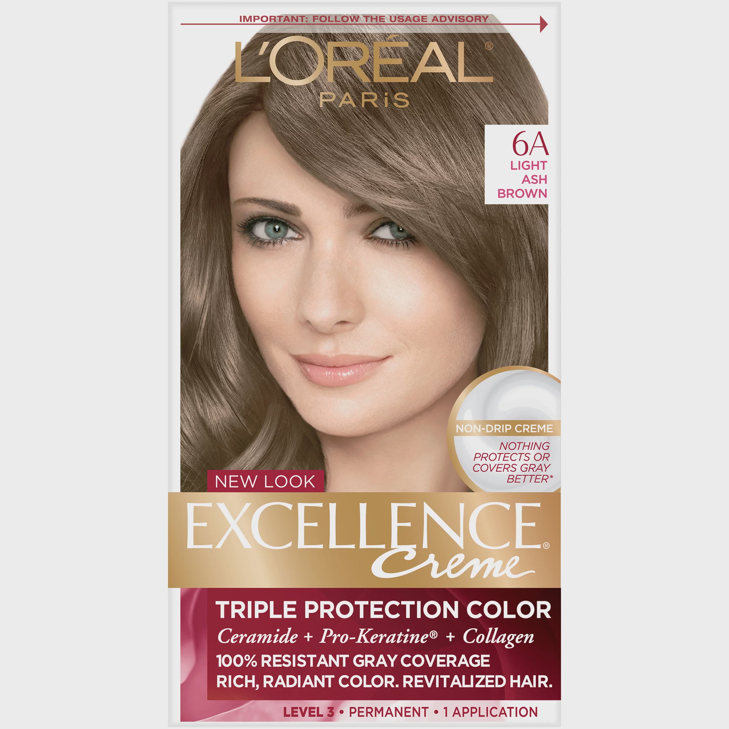 L'Oreal Paris Excellence Creme Permanent Hair Color, 6A Light Ash Brown -  
