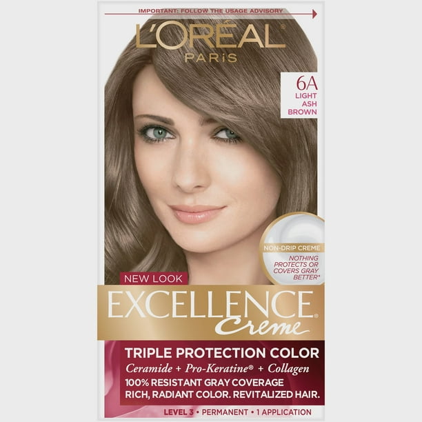 L'Oreal Paris Excellence Creme Permanent Hair Color, 6A Light Ash Brown -  Walmart.com