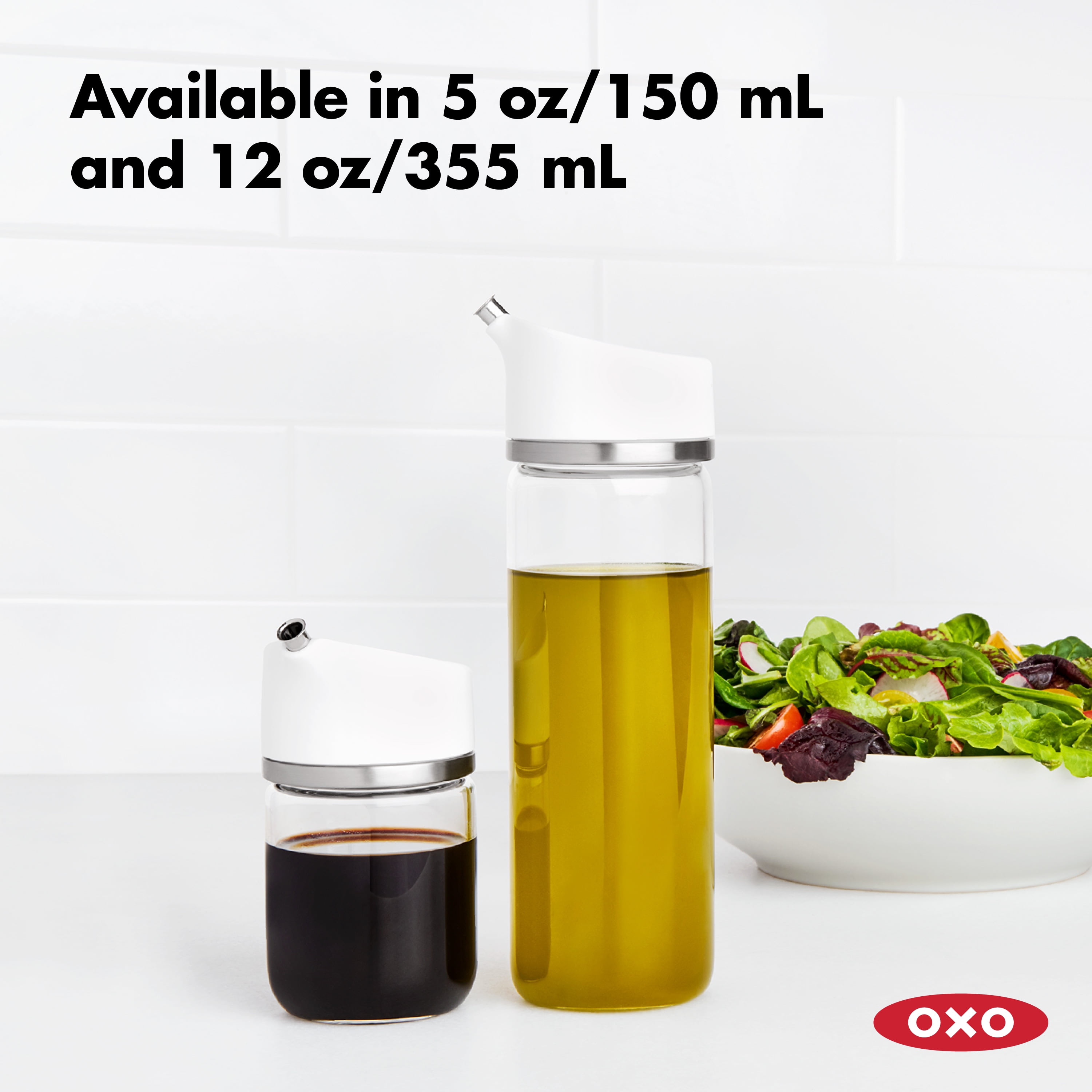 OXO SoftWorks Glass 12 oz Oil and Vinegar Dispensing Bottle with Precision Pour Dispenser