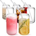 thumbnail image 1 of Juego de vasos para beber NEGANY, 8 unidades, con pajita de vidrio, 480 ml, 1 of 8