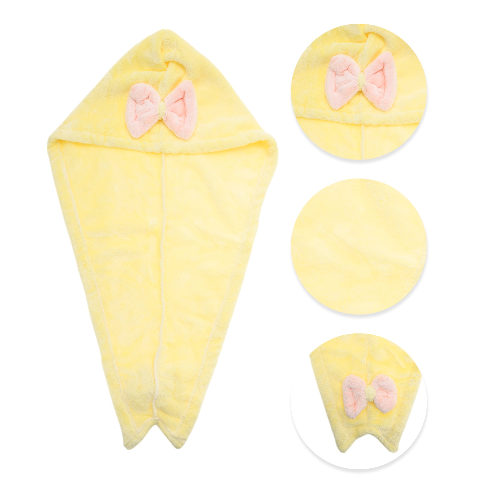 Unique Bargains Water-absorbent Double Bow Hair Towel 1 Pc Yellow