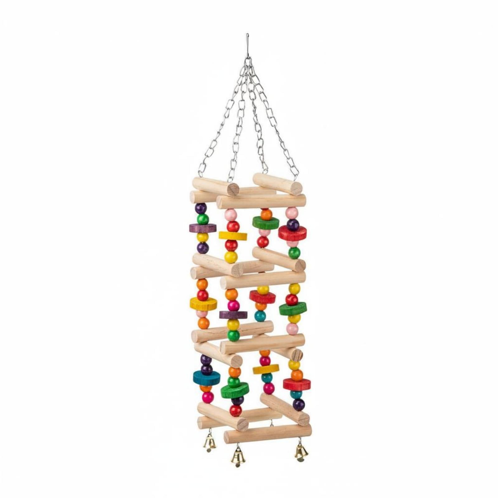 Bvdfgk Wooden Bird Ladder Anti-Boredom Wooden Bird Swing Chew-resistantSafe for Parrots