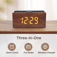 thumbnail image 2 of ANJANK Reloj despertador digital LED con radio FM, estación de carga inalámbrica rápida para iPhone/Samsung Galaxy, atenuador de 5 niveles, puerto de carga USB, 2 sonidos, temporizador de apagado para, 2 of 5