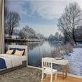thumbnail image 2 of Peel and Stick Wallpaper Winter Scene River Thames Buscot Oxfordshire Modern Art Wall Mural Decor Self Adhesive and Removable 100in x 144in, 2 of 8