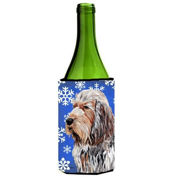 Otterhound Winter Snowflakes Wine bottle sleeve Hugger  24 Oz.