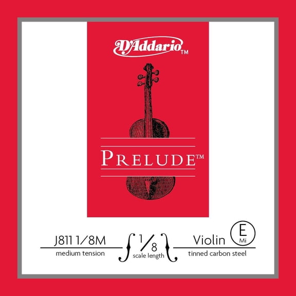 D'Addario Prelude Violin Single E String, 1/8 Scale, Medium Tension