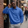 thumbnail image 6 of Hearthz Fleece Men's Polo Sweatshirt Collared Long Sleeve Men's Sweatshirts Fall Winter Warm Mens Fleece Sweatshirt Blue XXXL, 6 of 7