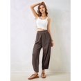 thumbnail image 5 of Womens Baggy Wide Leg Pants Casual Elastic Waisted Palazzo Harem Pants with Pockets Coffee S, 5 of 9