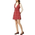 thumbnail image 4 of INSPIRE CHIC Women's Button V Neck Plaid Tweed High Waist Office Overall Dress, 4 of 5