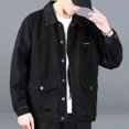 thumbnail image 4 of Joernso Men Denim Jacket Lapel Long Sleeve Jacket Coat with Large Pockets Spring Autumn Button Closure Cargo Outwear, 4 of 7