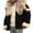 Black, variant on Hontri Men's Parkas, Men's Faux Leather Plush Integrated Large Collar Long Sleeved New Coat Khaki Xl