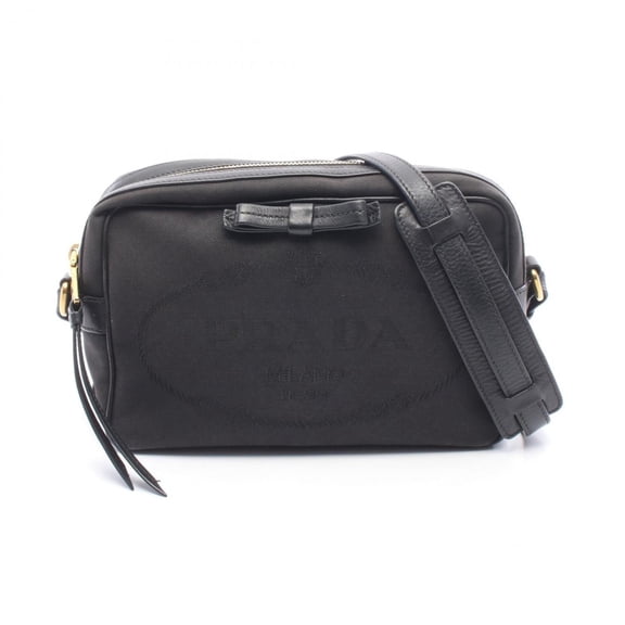 Pre-Owned Prada TESSUTO SOFT CALF Shoulder Bag/Handbag, Canvas and Leather, Women's, Black...