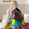 thumbnail image 5 of Sherpa Fleece Twin Blanket 60"x80" Reversible Plush Fluffy Blanket, Double-Layer Super Soft Flannel Blanket for Sofa, Couch, Bed, Patchwork Floral Pattern, 5 of 8