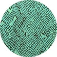 thumbnail image 1 of Ahgly Company Machine Washable Indoor Round Solid Turquoise Blue Modern Area Rugs, 3' Round, 1 of 4