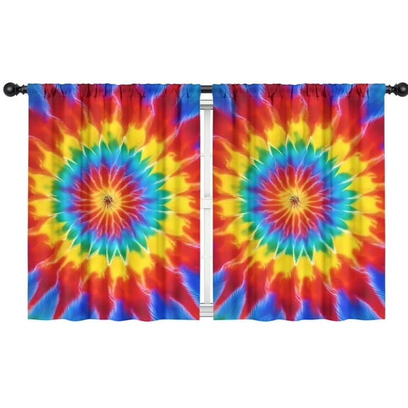 Blackout Kids Curtains,Colorful Rainbow Tie Dye Spiral Pattern Childrens Insulated Curtains Set Of 2,Bedroom Essentials,Toddler Room Decor 42"x54"