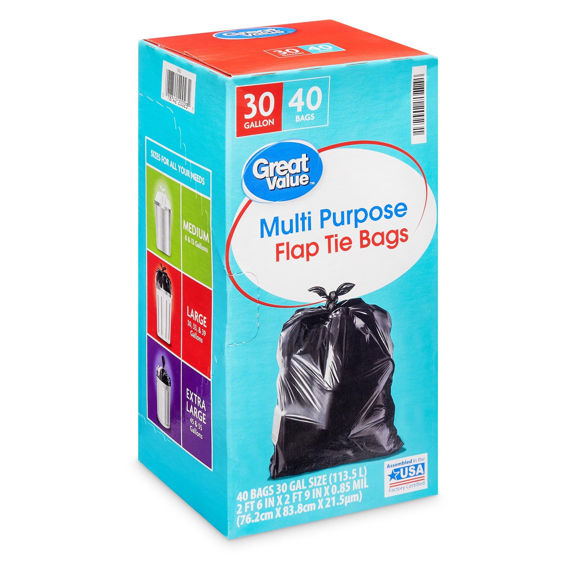 Great Value-Multipurpose Drawstring Trash Bag 10.5-Gallon, Unscented, 40  Bags