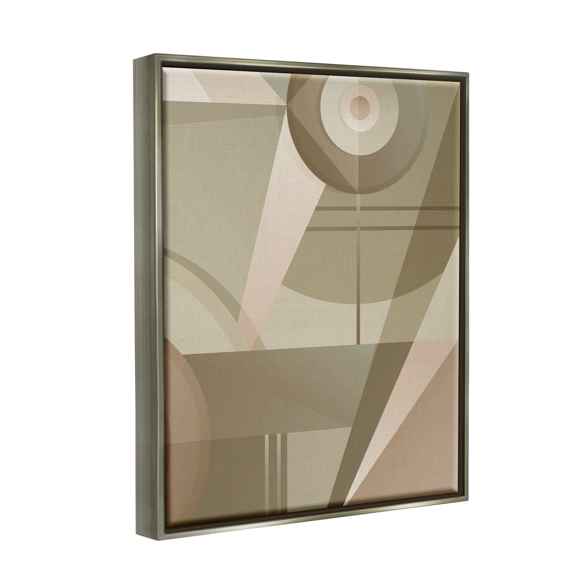 Stupell Industries Tan Geometric Abstract Abstract Painting Gray Floater Framed Canvas Art Print Wall Art, 17 x 21