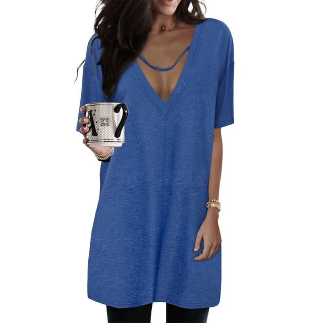 Blusas tipo túnica para mujer KISSMODA Summer con mangas 3/4 y bolsillos