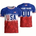 thumbnail image 2 of Zimjoy USA Soccer Jersey Men Custom Name Number Short Sleeve Personalized USA Jersey Shirts Patriotic Flag Football Fan Match Sports Shirt Royal Blue L, 2 of 4