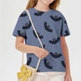 thumbnail image 5 of Kids Bat Print T-Shirt Spooky Halloween Short Sleeve Top Soft Breathable Graphic Shirt Halloween Cartoon Shirts School Party Daily Wear, 5 of 5