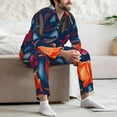 thumbnail image 7 of Naloa Tropical Flower Men’s Pajamas Set - Long Sleeve Button Down Sleep Shirt and Pajama Bottoms Sleepwear Set-X-Large, 7 of 7