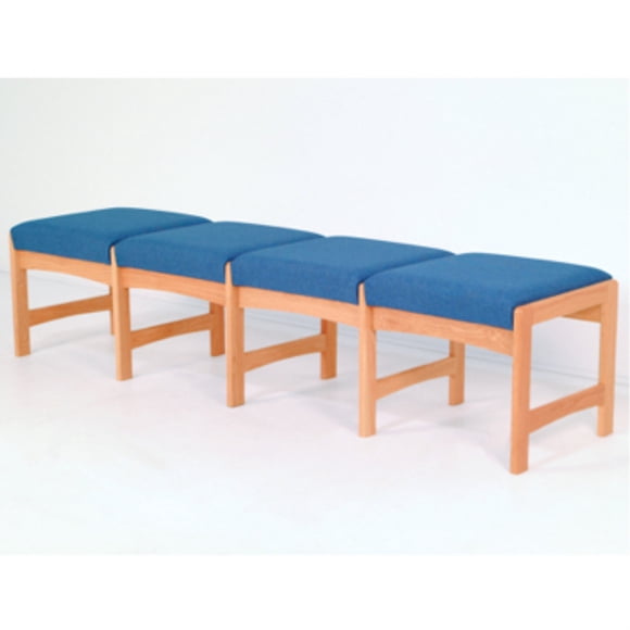 Banco de cuatro plazas Dakota Wave de Wooden Mallet, azul claro, roble claro Wooden Mallet DW5-4LOPB