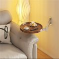 thumbnail image 3 of Wall Mounted Flip Down Table Sofa Floating Table Extender Shelf, Small Round Wall Desk Fold Down Coffee Table Tray with Retractable Panel Shelf for Home Office, Bar, Kitchen, Study(Brown), 3 of 7