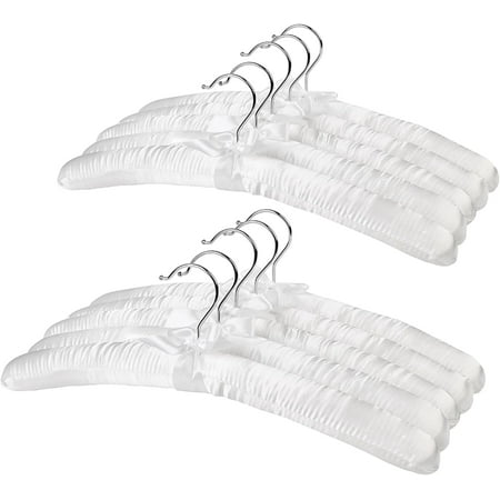 QIUTIAN Better to U Grey Satin Padded Sweater Hangers 5 Pack  Blouse Hanger with Thick & Soft Foam for Bridal Wedding Dress Lingerie  Smooth Silk Covered Shirt Hanger Without Shoulder Bump